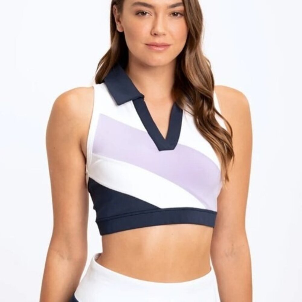 Threads 4 Thought Maurine Cropped Collar Tank Top Large Built in Bra Colorblock